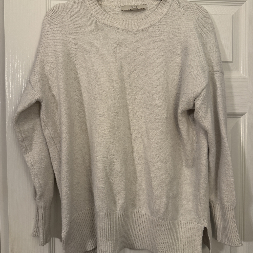 LOFT Soft Cream Crew Neck Sweater